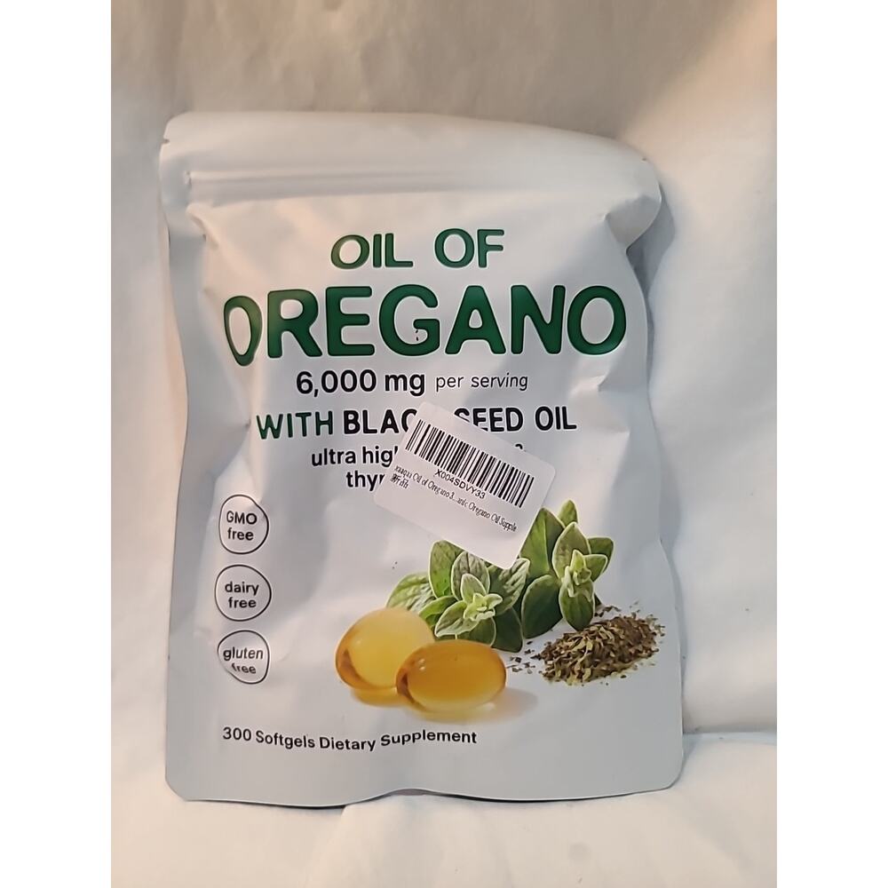 Oil Of Oregano Black Seed Oil 300 count 6,000MG Soft Gels Thymoquinone Carvacrol